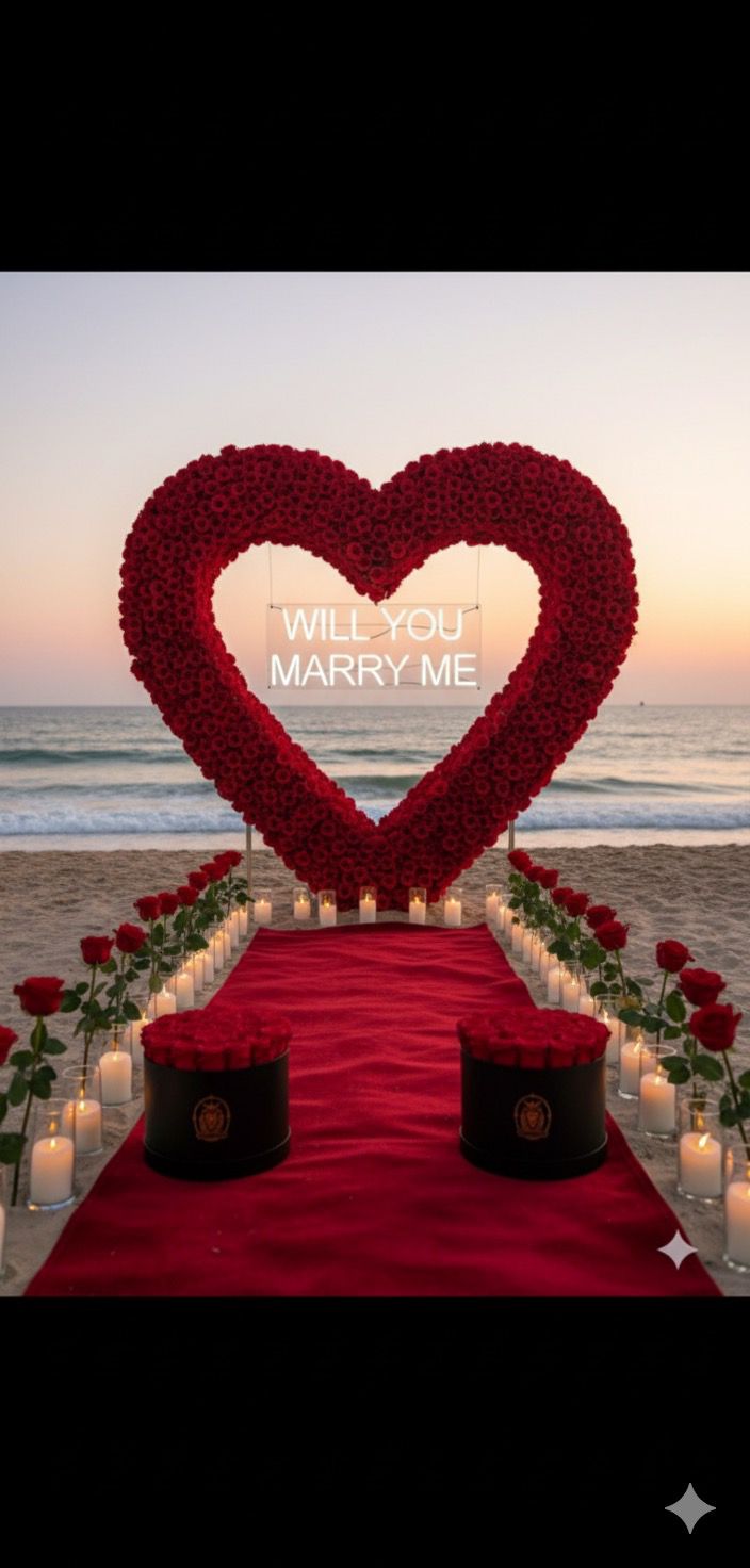 El Gran Sí – Escenario Romántico con Rosas Naturales y Luces