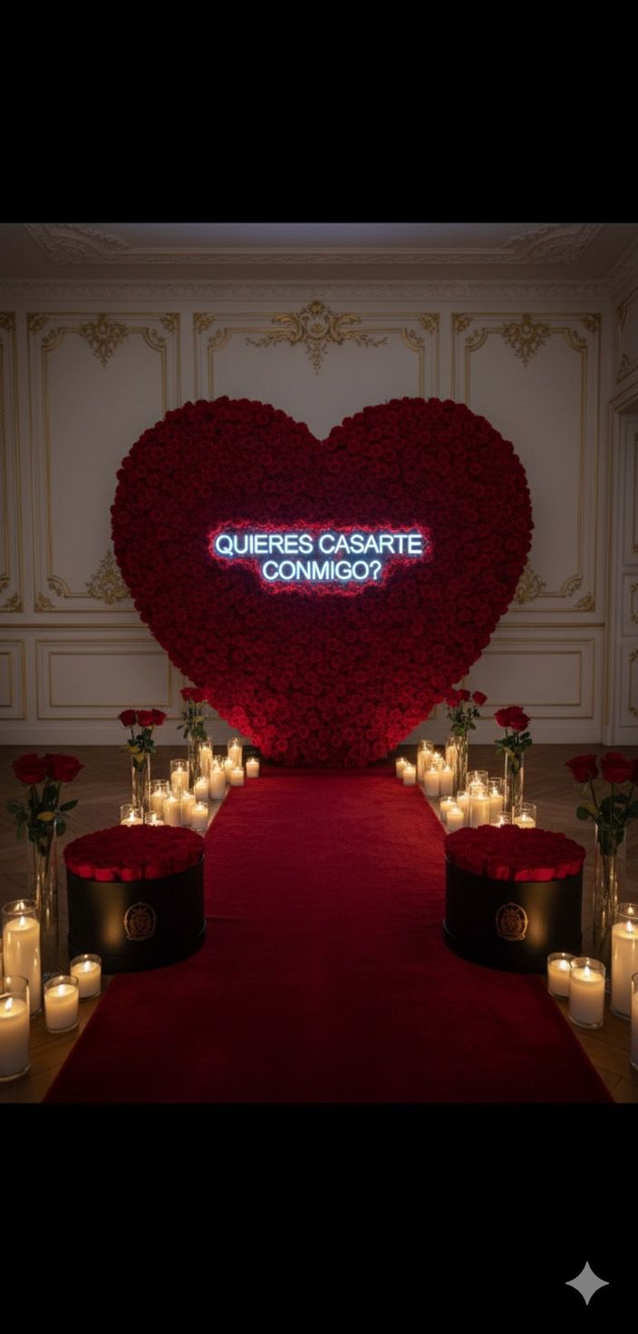 El Gran Sí – Escenario Romántico con Rosas Naturales y Luces