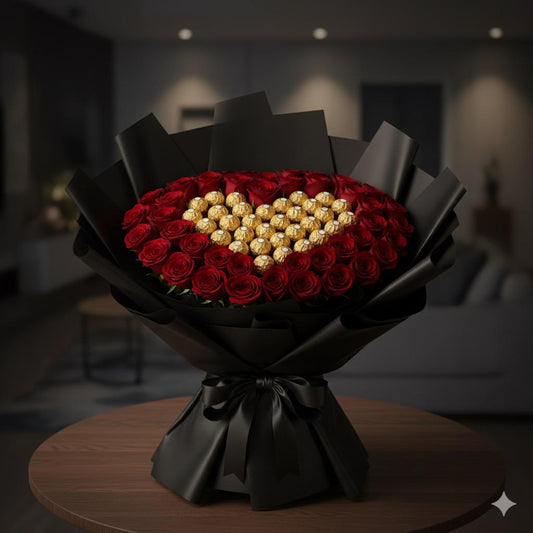 Ramo de Rosas Naturales-Corazón