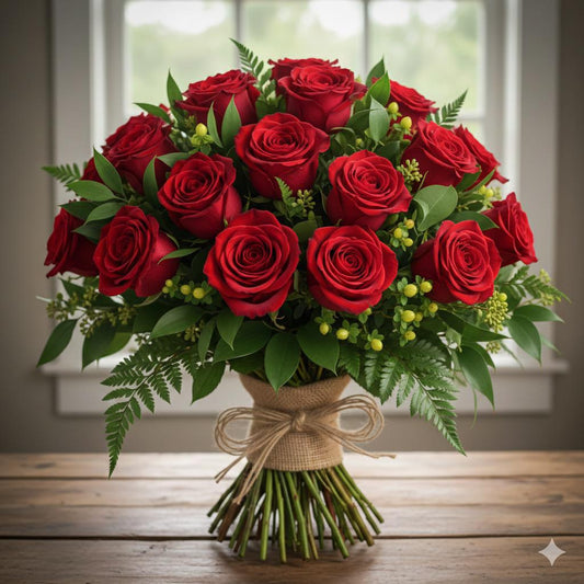 Ramo de Rosas Naturales con Verde