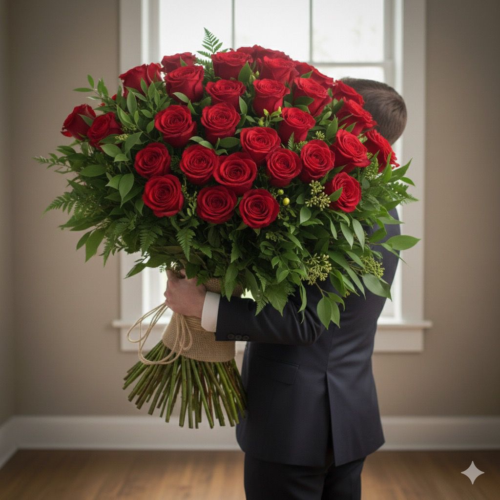 Ramo de Rosas Naturales con Verde