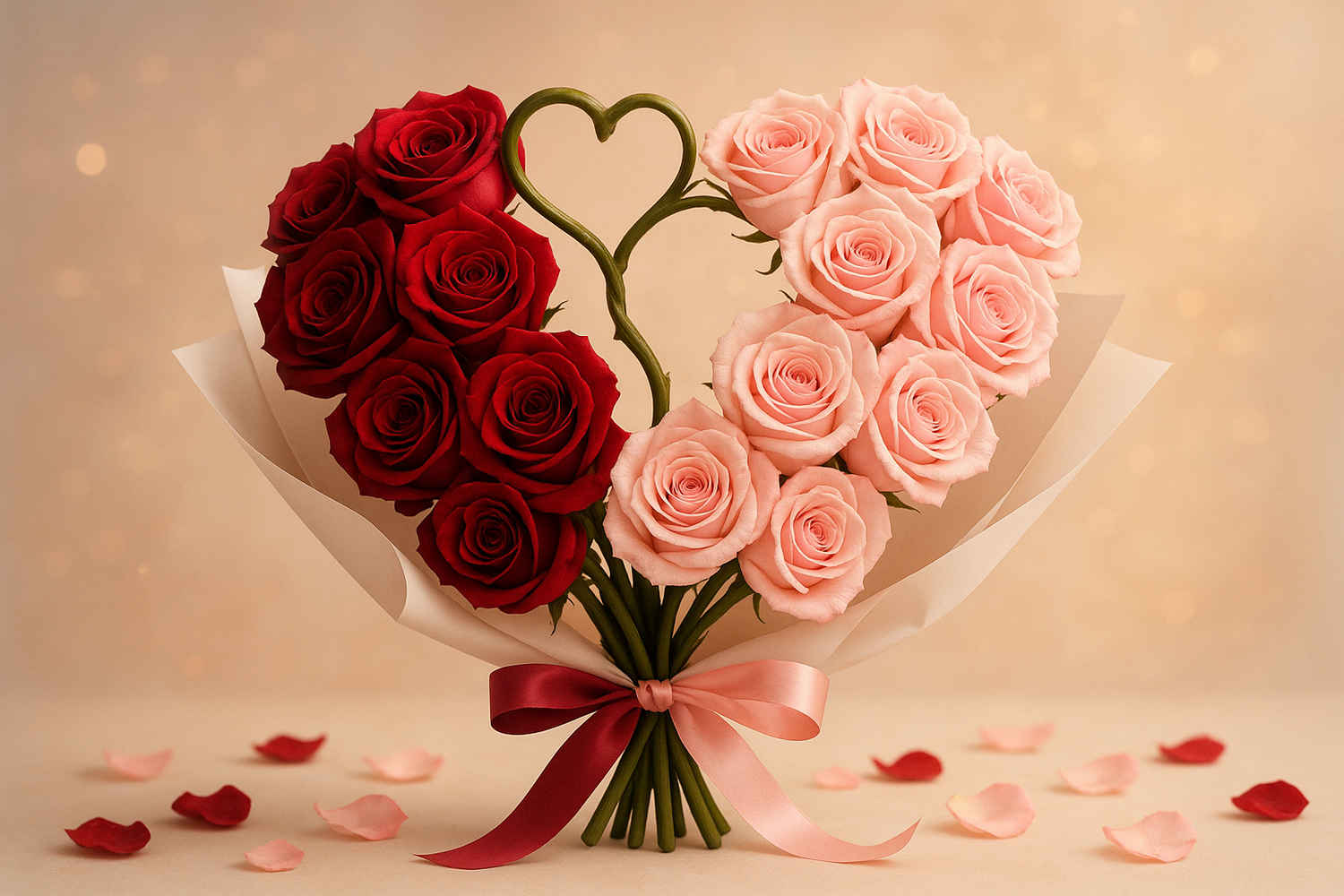 quiero una imagen en horizontal de algo relacionado con ramo de rosas ya que mi tienda vende ramo de rosas para parejas que sea algo novedoso